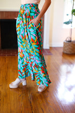 Load image into Gallery viewer, Summer Vibes Green & Orange Abstract Print Smocked Palazzo Pants