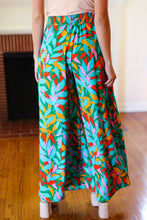 Load image into Gallery viewer, Summer Vibes Green & Orange Abstract Print Smocked Palazzo Pants