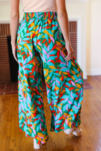 Load image into Gallery viewer, Summer Vibes Green & Orange Abstract Print Smocked Palazzo Pants