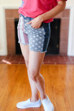 Load image into Gallery viewer, American Flag High Rise Frayed Hem Denim Shorts