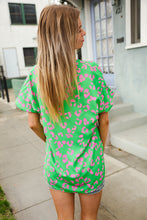 Load image into Gallery viewer, Follow Me Green Animal Print V Neck Short Sleeve Blouse
