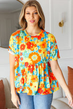Load image into Gallery viewer, Sunflower& Red Retro Floral Swing Babydoll Top