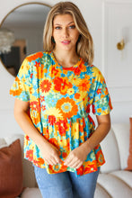 Load image into Gallery viewer, Sunflower& Red Retro Floral Swing Babydoll Top