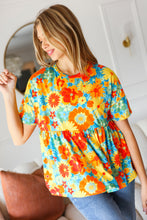 Load image into Gallery viewer, Sunflower& Red Retro Floral Swing Babydoll Top