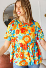Load image into Gallery viewer, Sunflower& Red Retro Floral Swing Babydoll Top