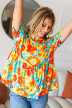 Load image into Gallery viewer, Sunflower& Red Retro Floral Swing Babydoll Top
