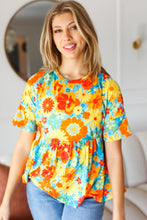 Load image into Gallery viewer, Sunflower& Red Retro Floral Swing Babydoll Top