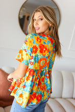 Load image into Gallery viewer, Sunflower& Red Retro Floral Swing Babydoll Top