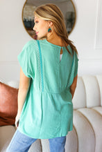 Load image into Gallery viewer, Mint Embroidered Woven Short Sleeve Dolman Top