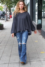 Load image into Gallery viewer, Casual Chic Charcoal V Neck Yoke Modal Knit Top