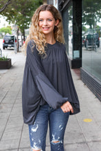 Load image into Gallery viewer, Casual Chic Charcoal V Neck Yoke Modal Knit Top