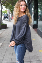 Load image into Gallery viewer, Casual Chic Charcoal V Neck Yoke Modal Knit Top