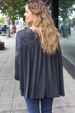 Load image into Gallery viewer, Casual Chic Charcoal V Neck Yoke Modal Knit Top