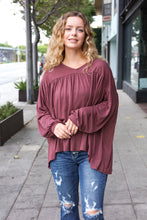Load image into Gallery viewer, Casual Chic Wine V Neck Yoke Modal Knit Oversized Top