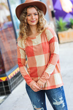 Load image into Gallery viewer, Rust Checker Plaid French Terry Top