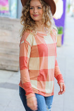 Load image into Gallery viewer, Rust Checker Plaid French Terry Top