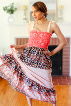 Load image into Gallery viewer, Vacay Vibes Orange Floral Smocked Tube Top Tiered Maxi Dress