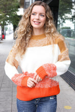 Load image into Gallery viewer, Adorable You Camel & Orange Color Block Sweater