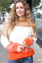 Load image into Gallery viewer, Adorable You Camel & Orange Color Block Sweater