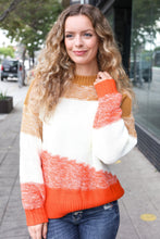 Load image into Gallery viewer, Adorable You Camel & Orange Color Block Sweater