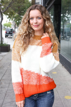 Load image into Gallery viewer, Adorable You Camel & Orange Color Block Sweater