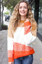 Load image into Gallery viewer, Adorable You Camel & Orange Color Block Sweater