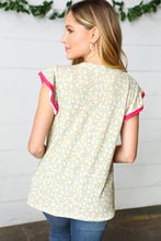 Load image into Gallery viewer, Mint Floral French Terry Ruffle Sleeve Top