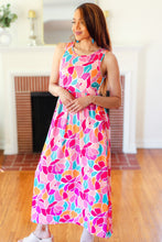 Load image into Gallery viewer, Hello Beautiful Fuchsia Abstract Floral Fit & Flare Maxi Dress