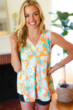 Load image into Gallery viewer, Tangerine Floral Banded V Neck Sleeveless Top