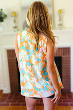Load image into Gallery viewer, Tangerine Floral Banded V Neck Sleeveless Top
