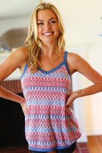 Load image into Gallery viewer, Red White & Blue Squiggly Striped Sleeveless Top