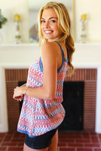 Load image into Gallery viewer, Red White & Blue Squiggly Striped Sleeveless Top