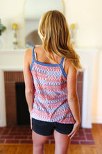 Load image into Gallery viewer, Red White & Blue Squiggly Striped Sleeveless Top