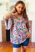 Load image into Gallery viewer, Eyes On You Teal Paisley Double Ruffle Sleeve Top