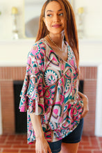 Load image into Gallery viewer, Eyes On You Teal Paisley Double Ruffle Sleeve Top