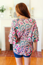 Load image into Gallery viewer, Eyes On You Teal Paisley Double Ruffle Sleeve Top