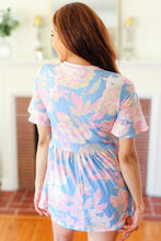Load image into Gallery viewer, Seize The Day Blue & Pink Babydoll Ruffle Sleeve Top