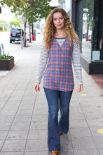 Load image into Gallery viewer, Feeling Playful Plaid/Stripe Outseam Stitch Elbow Patch Pullover