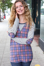 Load image into Gallery viewer, Feeling Playful Plaid/Stripe Outseam Stitch Elbow Patch Pullover