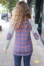 Load image into Gallery viewer, Feeling Playful Plaid/Stripe Outseam Stitch Elbow Patch Pullover