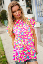 Load image into Gallery viewer, Feeling Femme in Pink Floral Print Frill Mock Neck Blouse