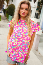 Load image into Gallery viewer, Feeling Femme in Pink Floral Print Frill Mock Neck Blouse