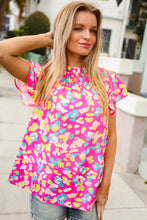 Load image into Gallery viewer, Feeling Femme in Pink Floral Print Frill Mock Neck Blouse