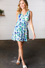 Load image into Gallery viewer, Lovely In Green & Blue Floral Sleeveless Surplice Romper