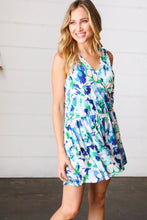Load image into Gallery viewer, Lovely In Green & Blue Floral Sleeveless Surplice Romper