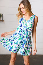 Load image into Gallery viewer, Lovely In Green & Blue Floral Sleeveless Surplice Romper