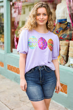 Load image into Gallery viewer, Turn Heads Lilac Sequin Easter Egg Terry Top