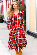 Load image into Gallery viewer, Adorable In Red Plaid Ruffle Detail Fit & Flare Midi Dress