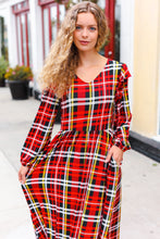 Load image into Gallery viewer, Adorable In Red Plaid Ruffle Detail Fit & Flare Midi Dress