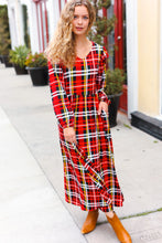 Load image into Gallery viewer, Adorable In Red Plaid Ruffle Detail Fit & Flare Midi Dress